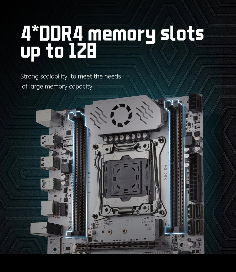 QIYIDA X99 motherboard D4 LGA 2011 3 with M.2 slot Support X99 C612chip DDR4 Memory SATA3.0 USB3.0 PCI16X