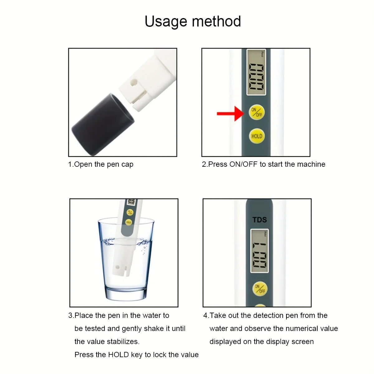 Digital PH Meter Automatic Calibration 0.01 and TDS Tester Titanium Probe Water Quality Test Monitor Aquarium Pool