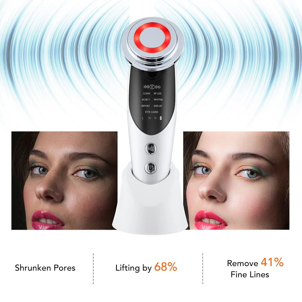 7 in 1 Face Lift Devices Microcurrent Skin Rejuvenation EMS RF Women Facial Massager Light Therapy Anti Aging Wrinkle Beauty