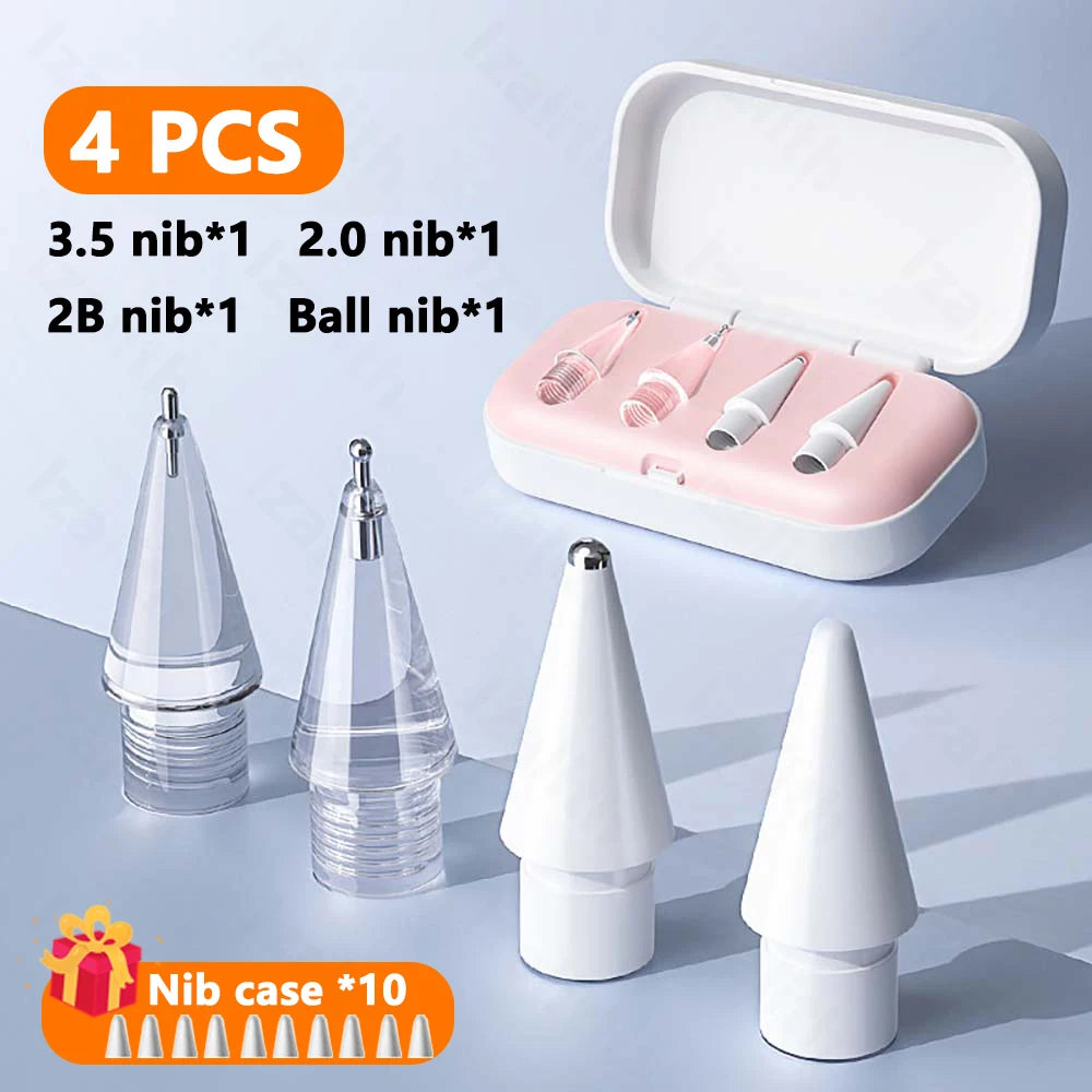 Replacement Pencil Tips for Apple Pencil 1st 2nd 3th(USB-C) 4/6 Pcs 2B Thin Soft Nibs for iPad Pro Pencil 1/2/3 Stylus Fine Nib