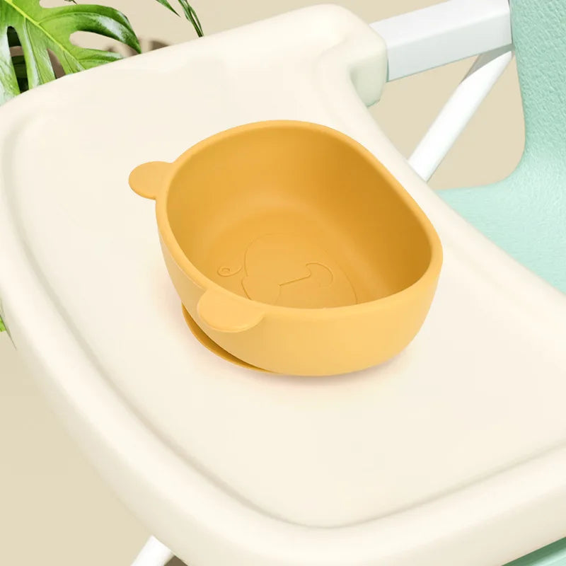 BPA Free 2Pcs/1Set Silicone Baby Feeding Bowl Silicone Dishes for Baby Tableware Waterproof Spoon Non-Slip Crockery Bowl