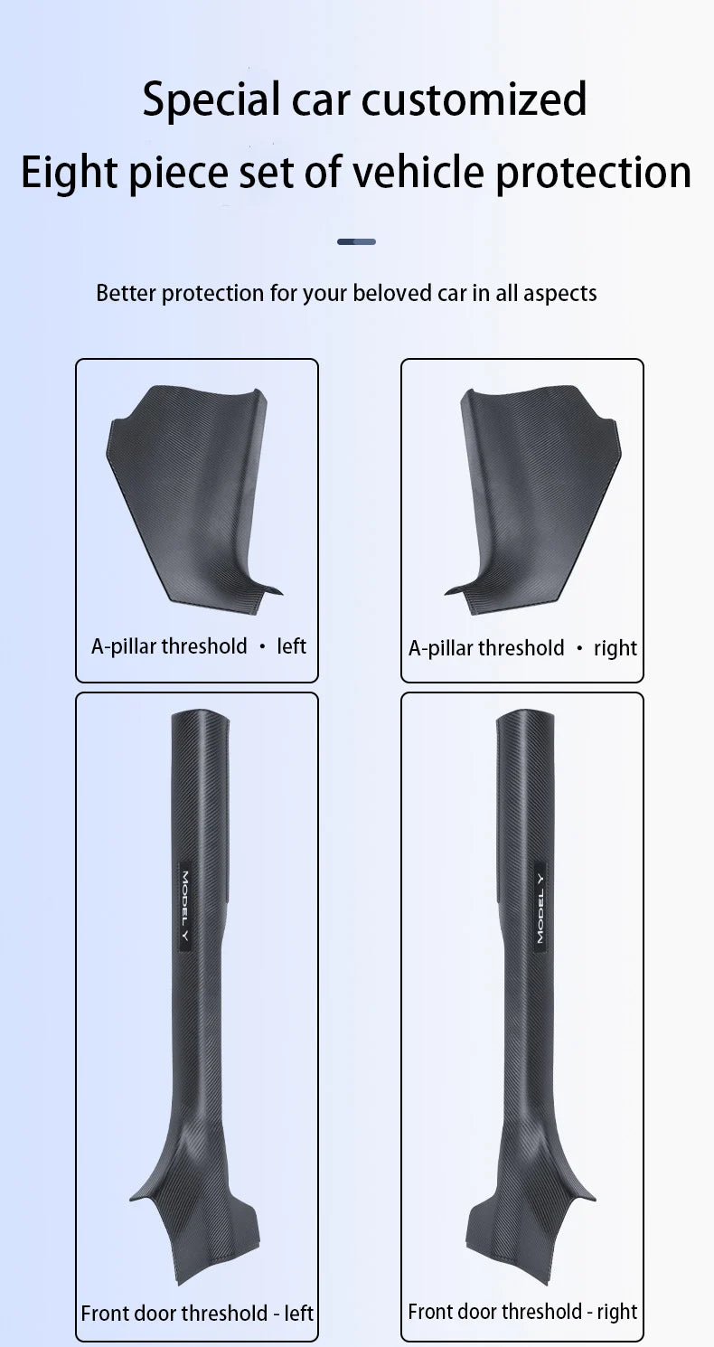 For New Tesla Model Y Juniper 2025+Front And Rear Door ABS Anti Scratch And Dirt Resistant Threshold Strips Interior Accessories