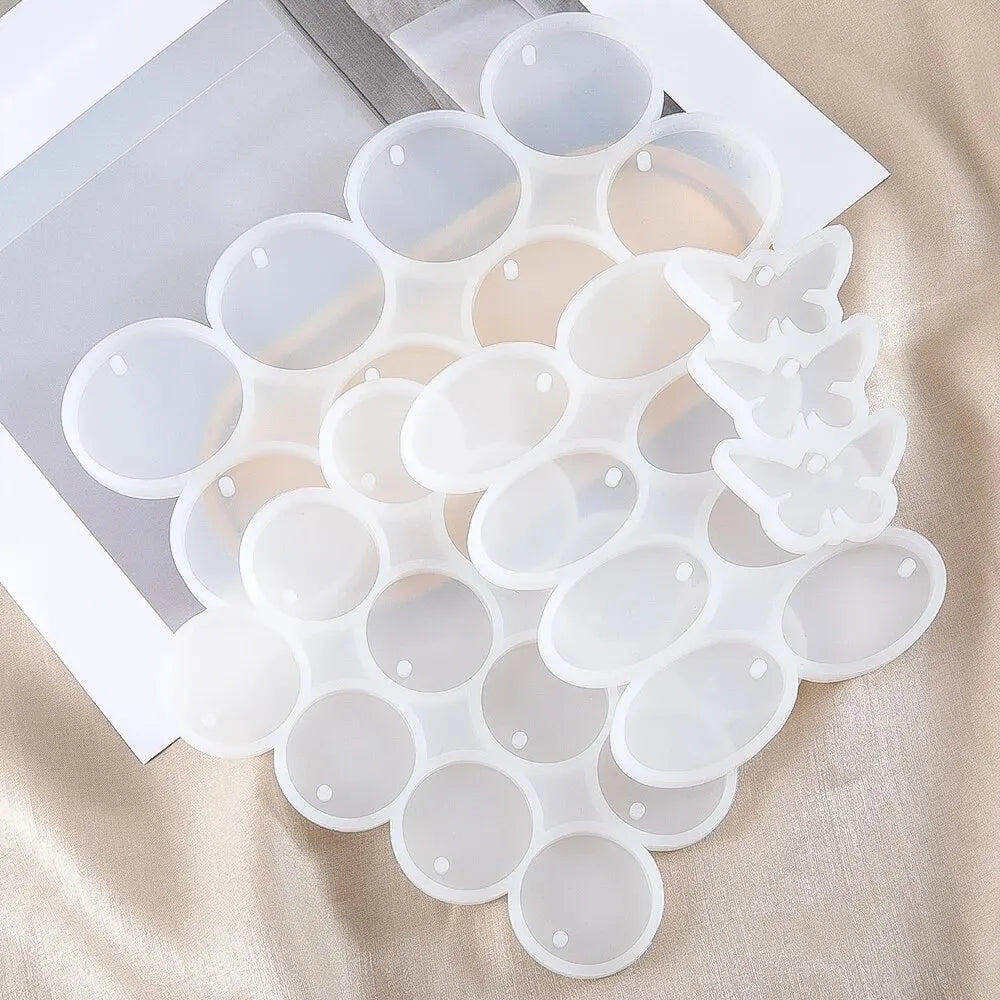 1PC Reusable Silicone Mold Butterfly Silicone Mold for Jewelry Making Pendant Earrings Keychain Round Oval Epoxy Resin DIY Tools