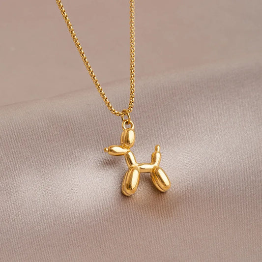Silver Color Cute Animal Balloon Dog Necklaces Creative Pendant Clavicle Chain Necklace Ladies Girl Jewelry Dropshipping