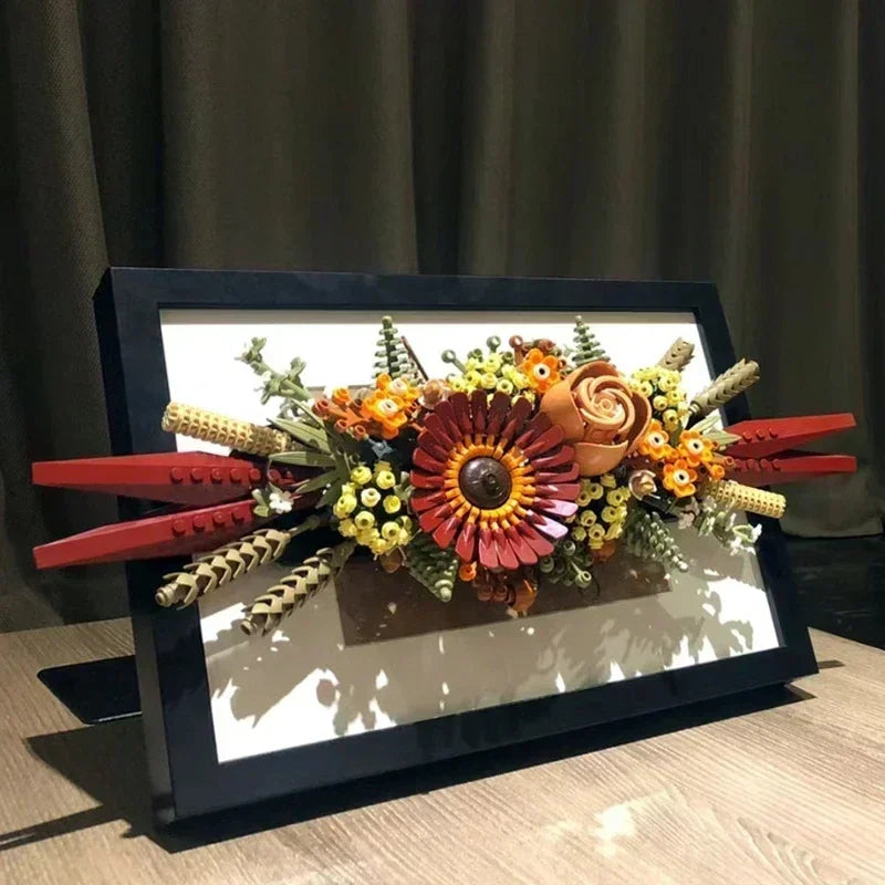 812PCS Succulent DIY Toy: Dry Flower Centerpiece Bouquet Building Block 10314 Model Kit Home Decor Bricks for Christmas Gift