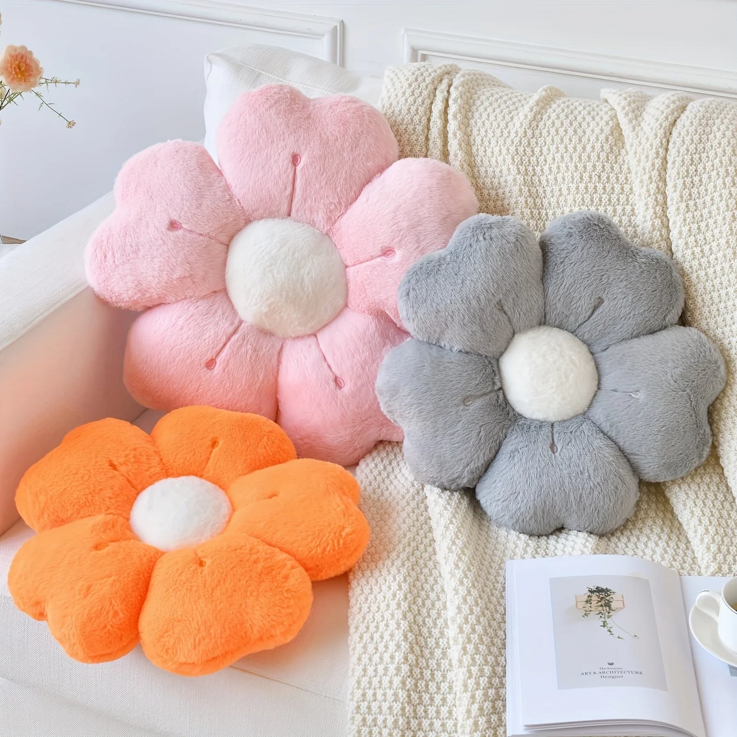 Flower-Shaped Plush Throw Pillow - Comfortable and Cute Mattress and Sofa Decor Cushion, Chair Cushion  floor cushion
