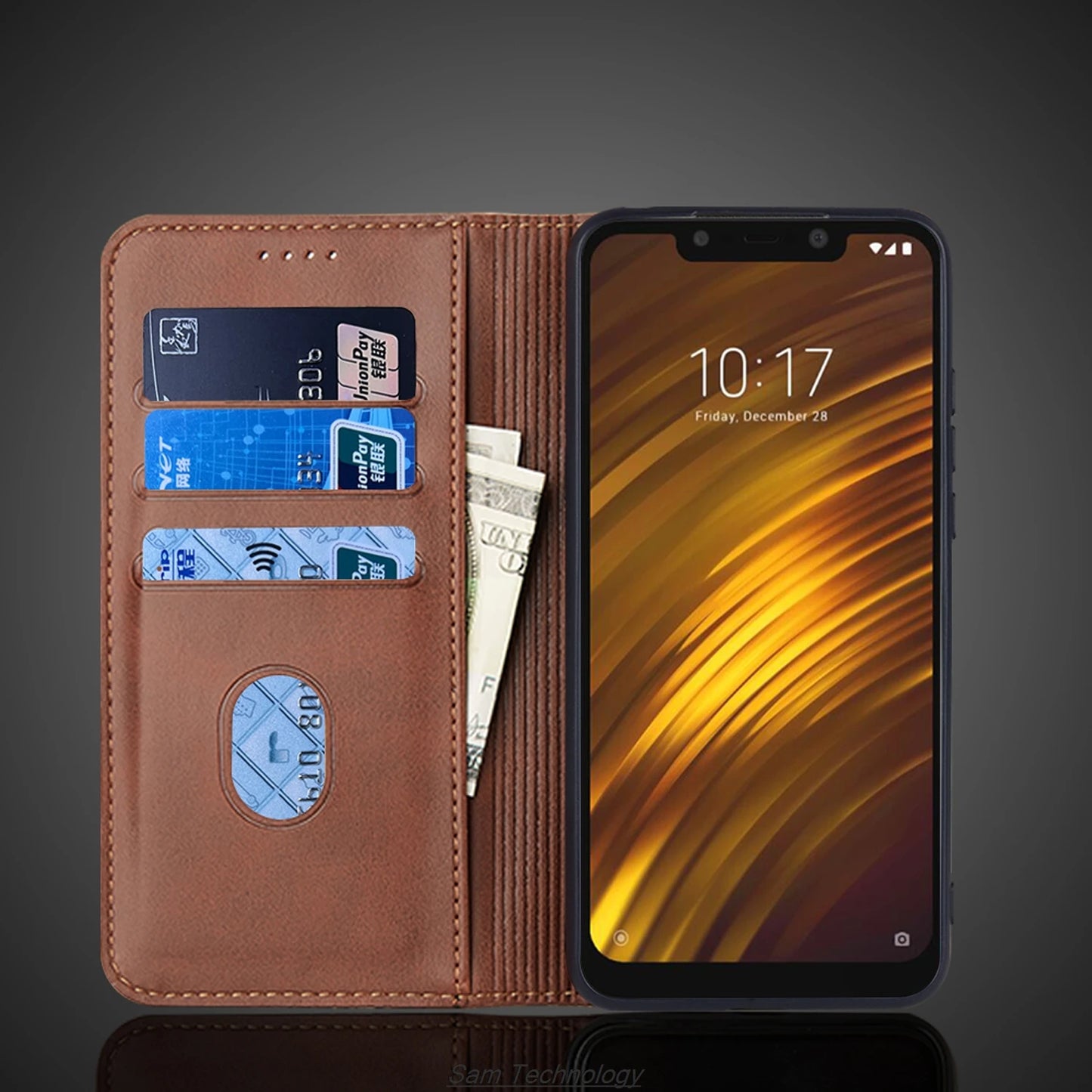 Magnetic attraction Leather Case for Xiaomi POCOPHONE POCO F1 Holster Flip Cover Case Wallet Phone Bags Fundas Coque