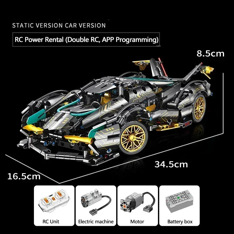1:14 Building Block Car Cool Technology Design Optional Power Group Birthday Christmas Gift for Friends or Kids （1280+granule）