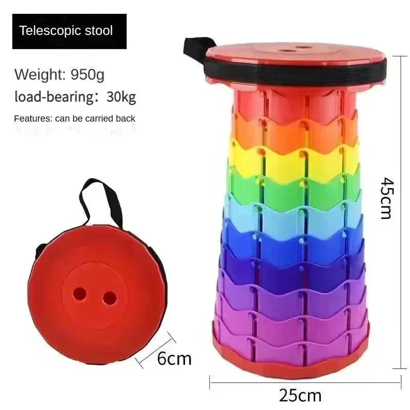 Popular Lightweight Plastic Folding Stool Portable Rainbow Folding Expandable Stool and Space Saving Furniture