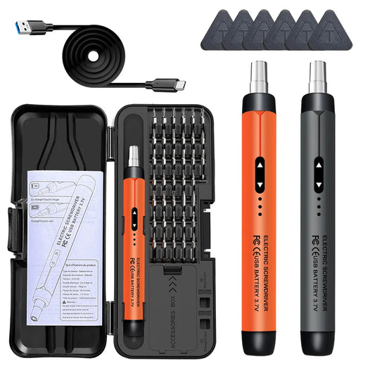 Type-c Electric Screwdriver Set Precision Power Tools Rechargeable Wireless Mini Small Bits for Mobile Cell Computer Repairs CRV