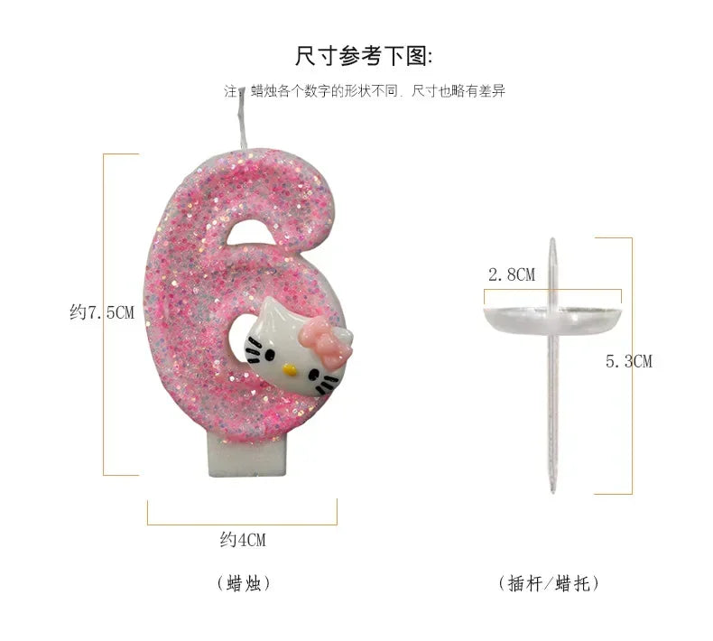 Kawaii Hello Kitty Number Birthday Candle Sanrio Kitty Cat Digital Candles Birthday Cake Decoration Anniversary Party Candles