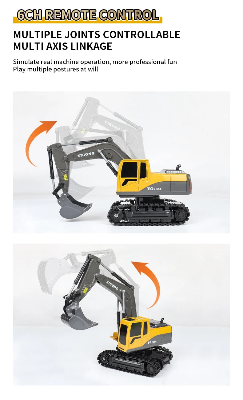 2024 New 11CH RC Excavator 1:20 Remote Control Truck 2.4G RC Crawler Engineering Vehicle Excavator Truck Radio Control Toys Gift