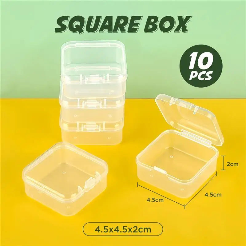 10Pcs PP Storage Box Mini Transparent Plastic Case Container Square Rectangle Packaging Box For Jewellry Beads Small Items