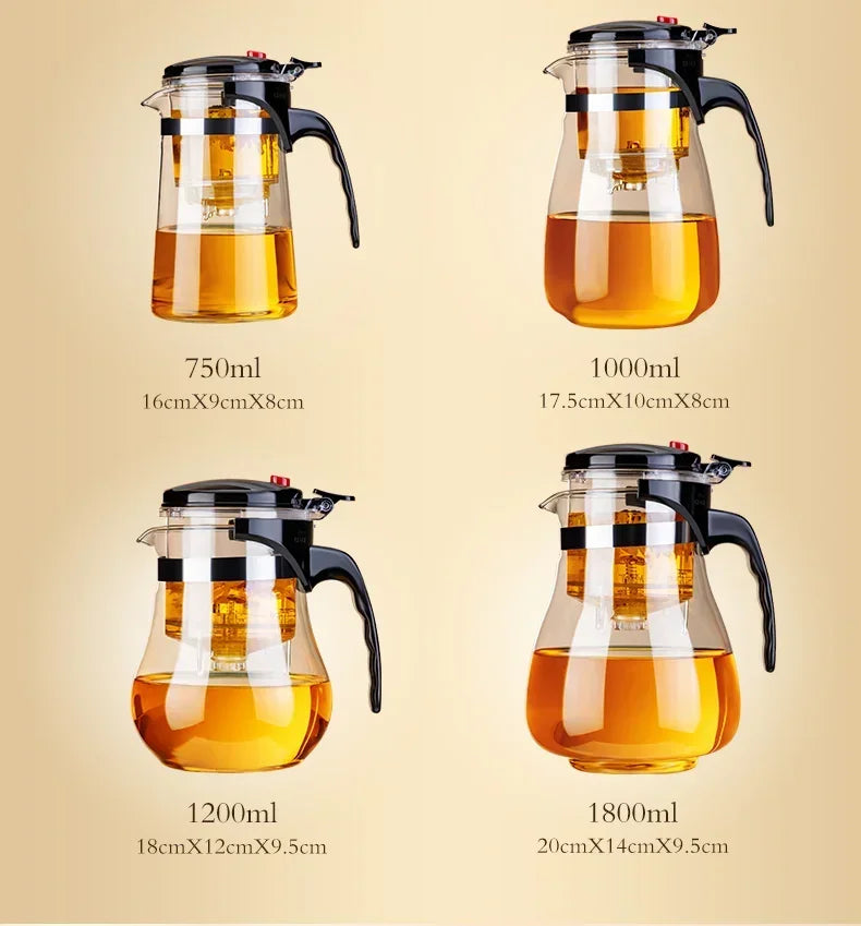 Teapot With Infuser Thickened Glass Heated Resistant Tea Pot One-button Filtering Tea Separation Kettle Tea Coffee Maker