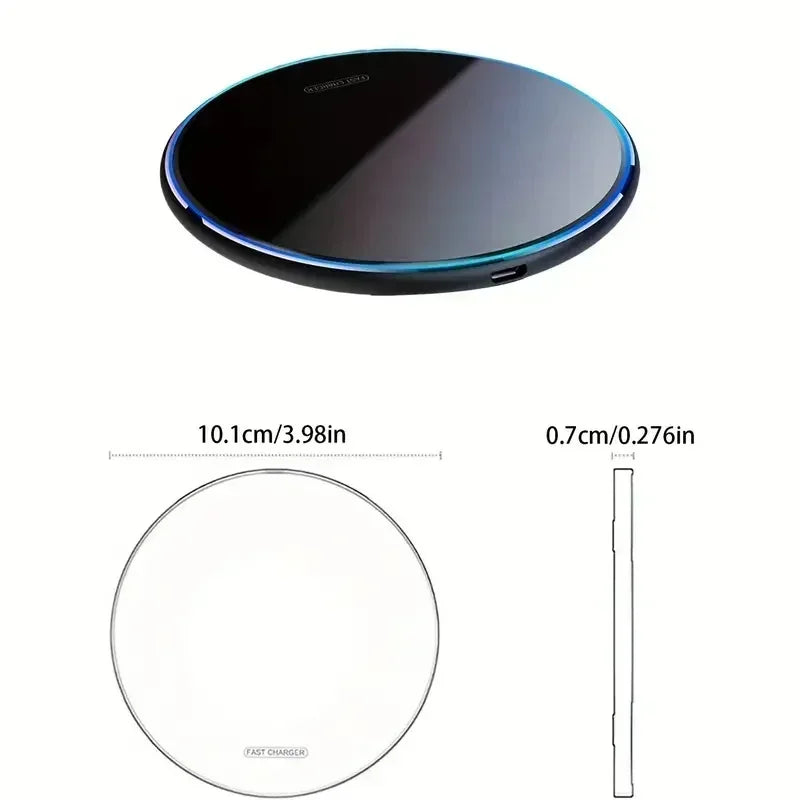 100W Metal Wireless Charger Pad Led Light for iPhone 16 15 14 13 12 Pro Max Samsung Xiaomi Mini Fast Wireless Charging Station