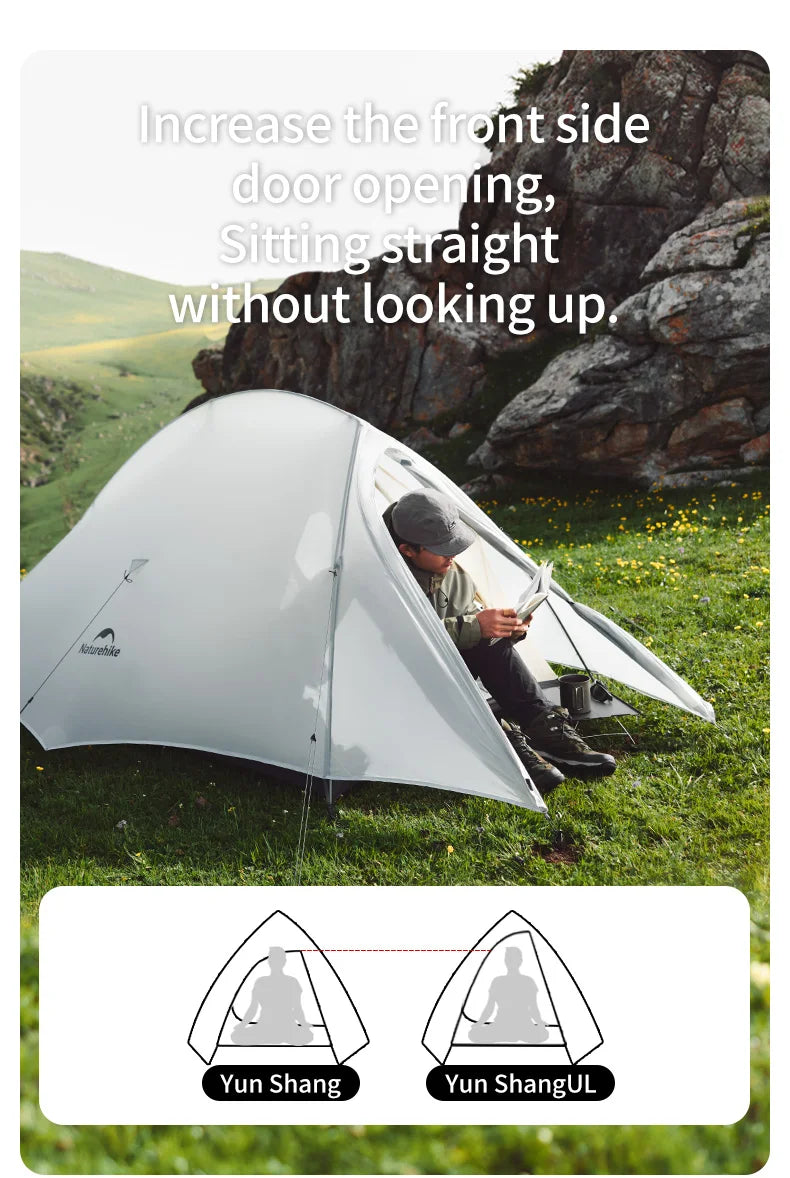 Naturehike Cloud Up UL Camping Tent Ultralight 15D Quick Bulid Beach Tents Outdoor Waterproof Two Person Large Hiking Tent