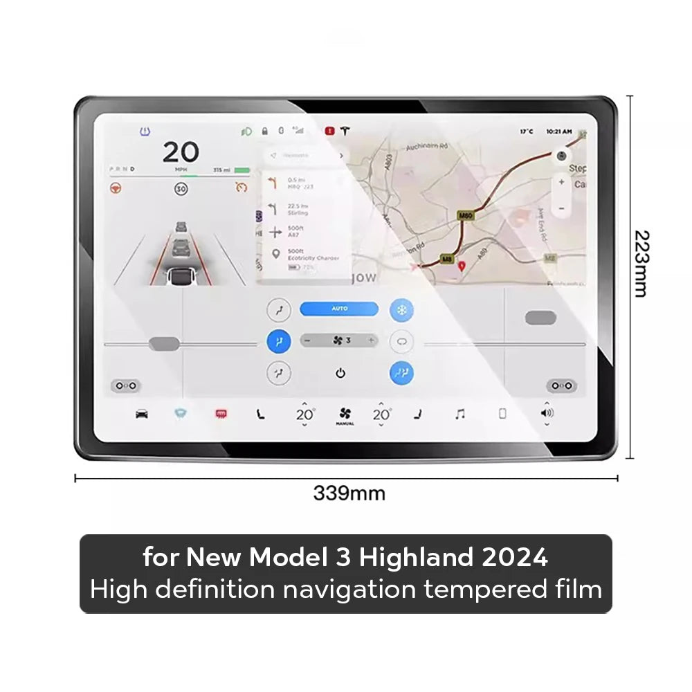 Tempered Glass Film Protector for New Tesla Model Y Launch 2025 Model 3 Highland 2024 Rear Row Center Control Screen Protective