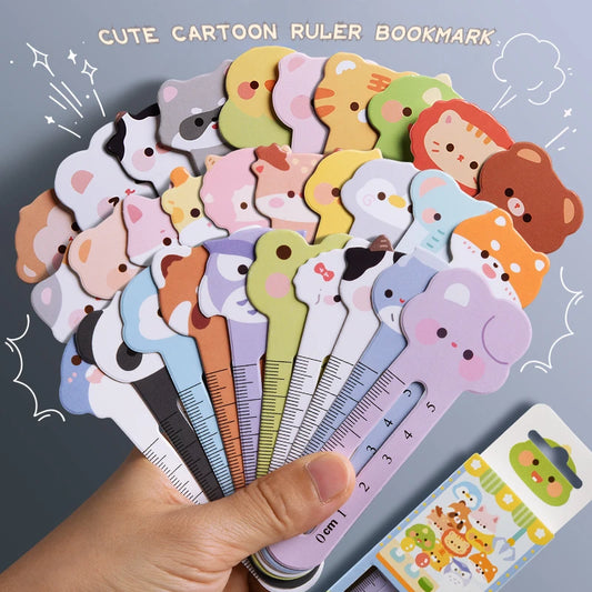 30Pcs Cute Animal Cartoon Bookmarks Set with Reading Ruler Fun Book Accessories for Kids Students School Office Gifts