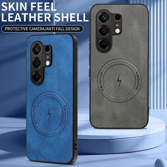 For Tecno Camon 50 4G Vintage Business Phone Case Cover Sheepskin Leather Magnetic Case Wireless Case for Tecno Camon 50 Pro 4G