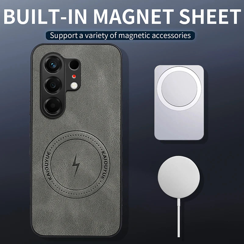 For Tecno Camon 50 4G Vintage Business Phone Case Cover Sheepskin Leather Magnetic Case Wireless Case for Tecno Camon 50 Pro 4G
