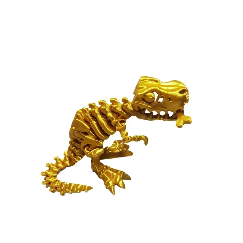 4Pcs Tyrannosaurus Rex Fossil Dragon 3D Printing Skull Dragon Movable Joint Decoration Toy Can Stand Big-mouth Dinosaur Model