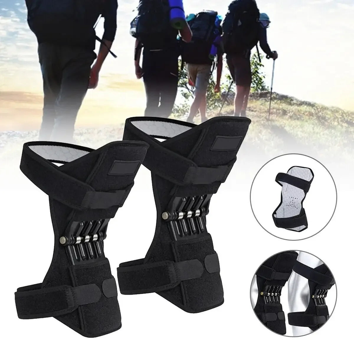 Sport Knee Booster Brace Patella Spring Lift Support, Breathable Joint Pain Relief for Elderly Walking