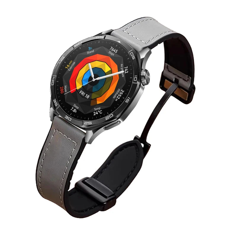 22mm Leather Silicone Strap For Huawei Watch 5/4/3 Pro Magnetic Buckle Bracelet For Huawei Watch GT 5 Pro GT5 GT4 GT3 GT2 Band