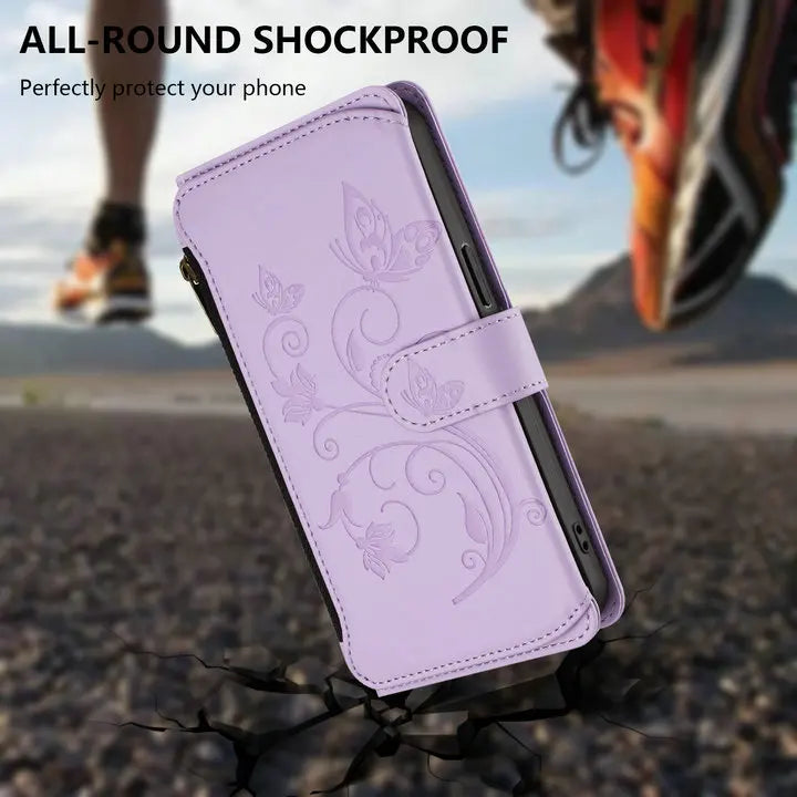 For Tecno Camon 50 Pro 2026 Edmboss Floral Zipper Leather Wallet Case for Tecno Camon 40 Premier Case Camon 50 40 Pro Funda