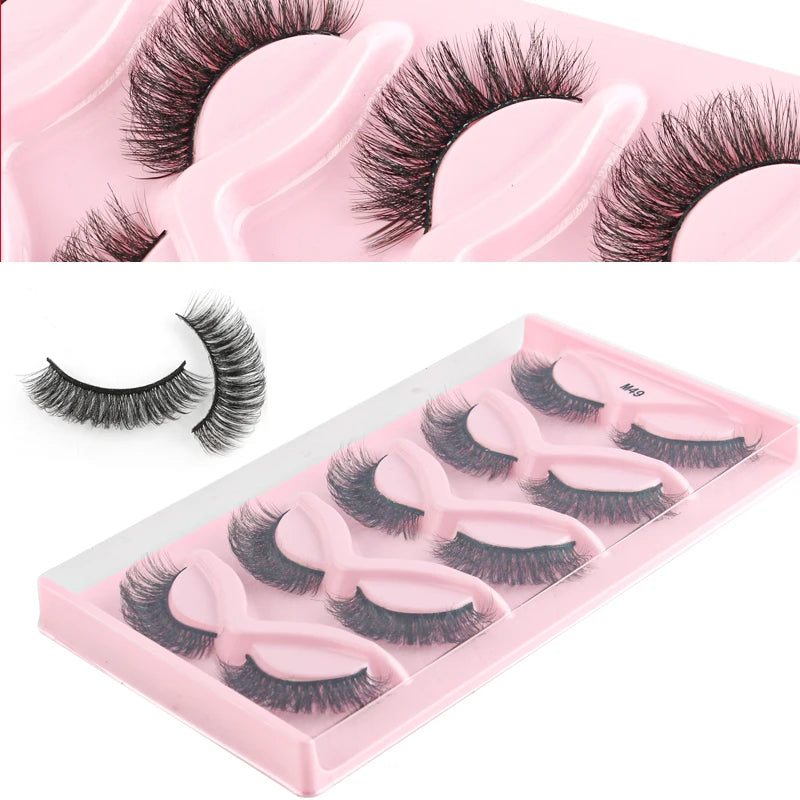 3/5 Pairs Cat Eye False Lashes Natural Short Fluffy Eyelashes Wispy Half False Eyelashes Eye End Extension Faux Mink Makeup