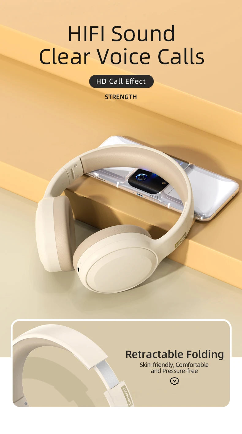 Lenovo TH30 Wireless Headphones Bluetooth 5.3 Earphones Foldable Gaming Headset Sport Headphone with Mic Music Earbuds Original