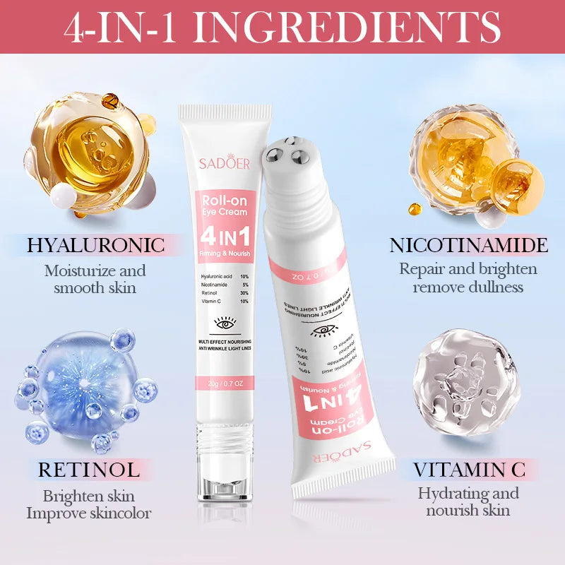 Instant Eye Bag Removal Cream Retinol Anti-Wrinkle Fade Fine Lines Firming Skin Anti Dark Circle Puffiness Brighten Eye Care