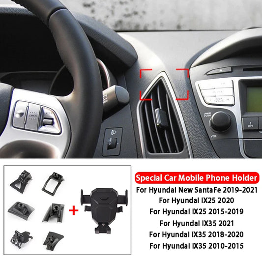 Car Mobile Phone Holder Air Vent Outlet Support GPS Stand Navigation Bracket For Hyundai New SantaFe IX25 IX35 Car Accessories