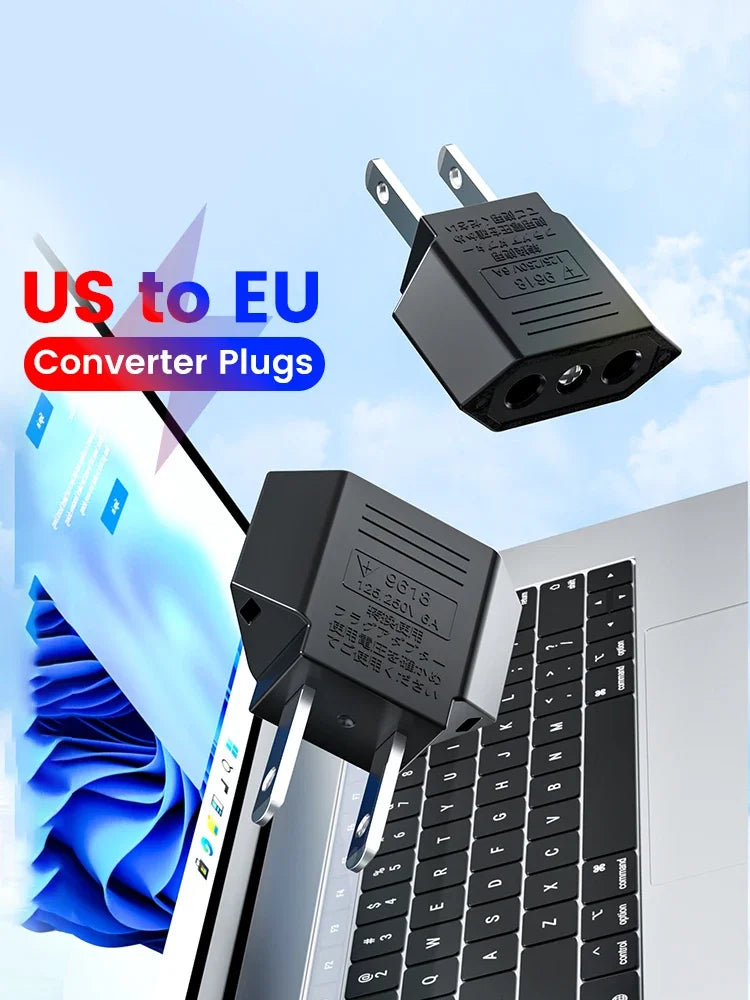 Elough US To EU Converter Plugs US America To EU European Power Adapter Travel Converter 4.0mm American To Europe Plug Adapter