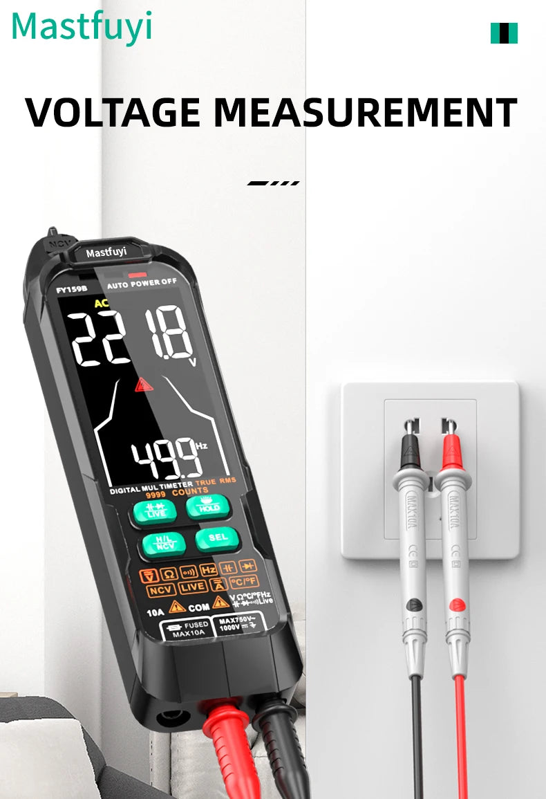 MASTFUYI Multifunction Digital Multimeter AC & DC Voltage & Current, Resistive Capacitance True RMS, Rechargeable Multimeter