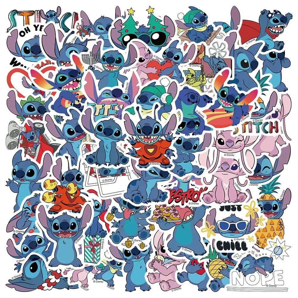 Disney Cartoon Kawai Stitch Stickers for Phone Laptop Diary Guitar Suitcase Graffiti Waterproof Sticker Decals Kids Toy