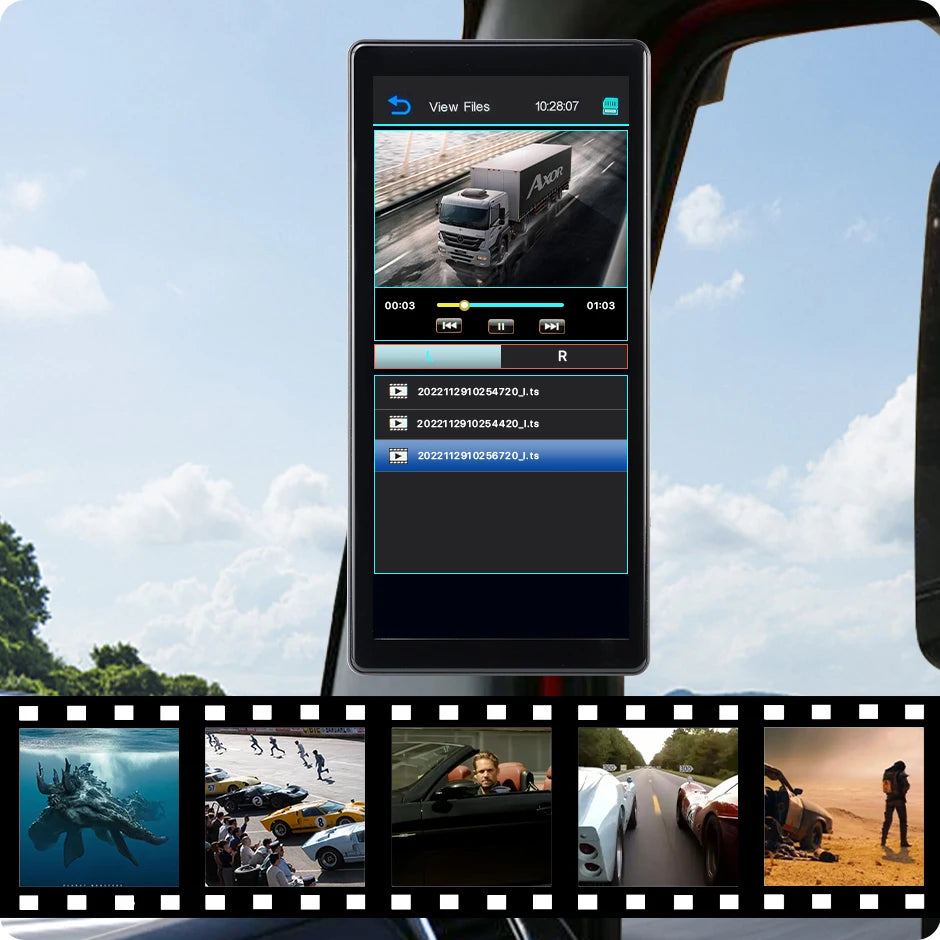 GreenYi BSD Radar Alarm Car DVR Video Recording 2 Channel AHD Side View Camera with Truck Buses 10.36 Inch Rear Mirror Monitor