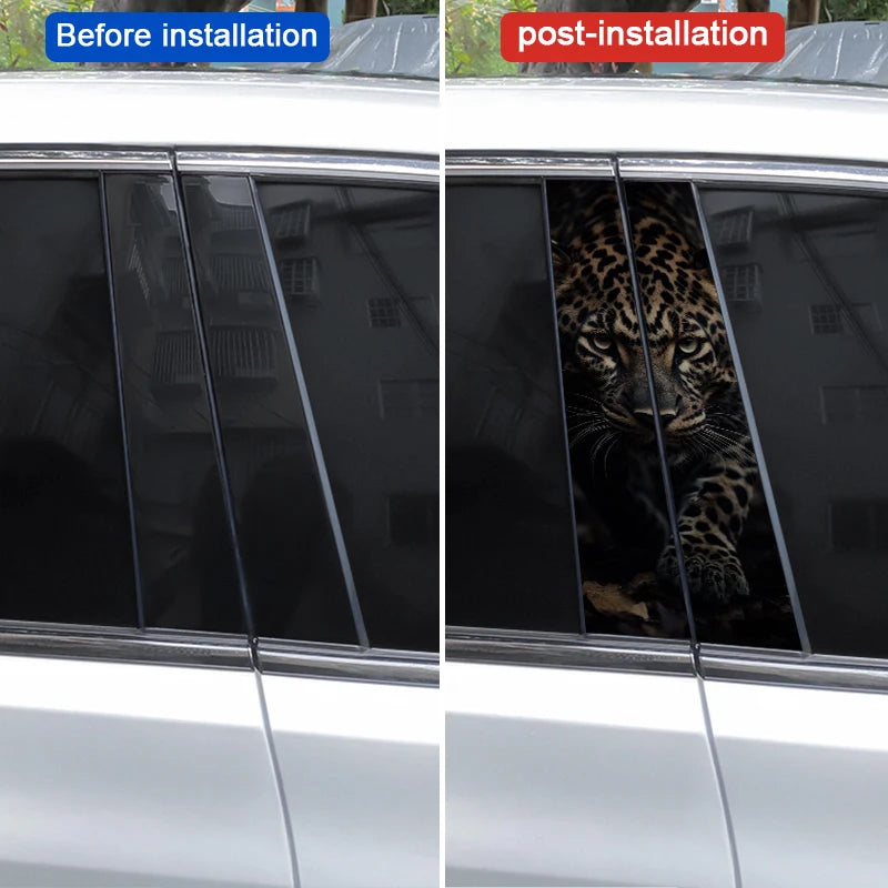 2pcs Lion Animal Car Decal Car B Pillar Decal Vinyl Waterproof Car Door Post Decal Diy Car Modification Styling Decal