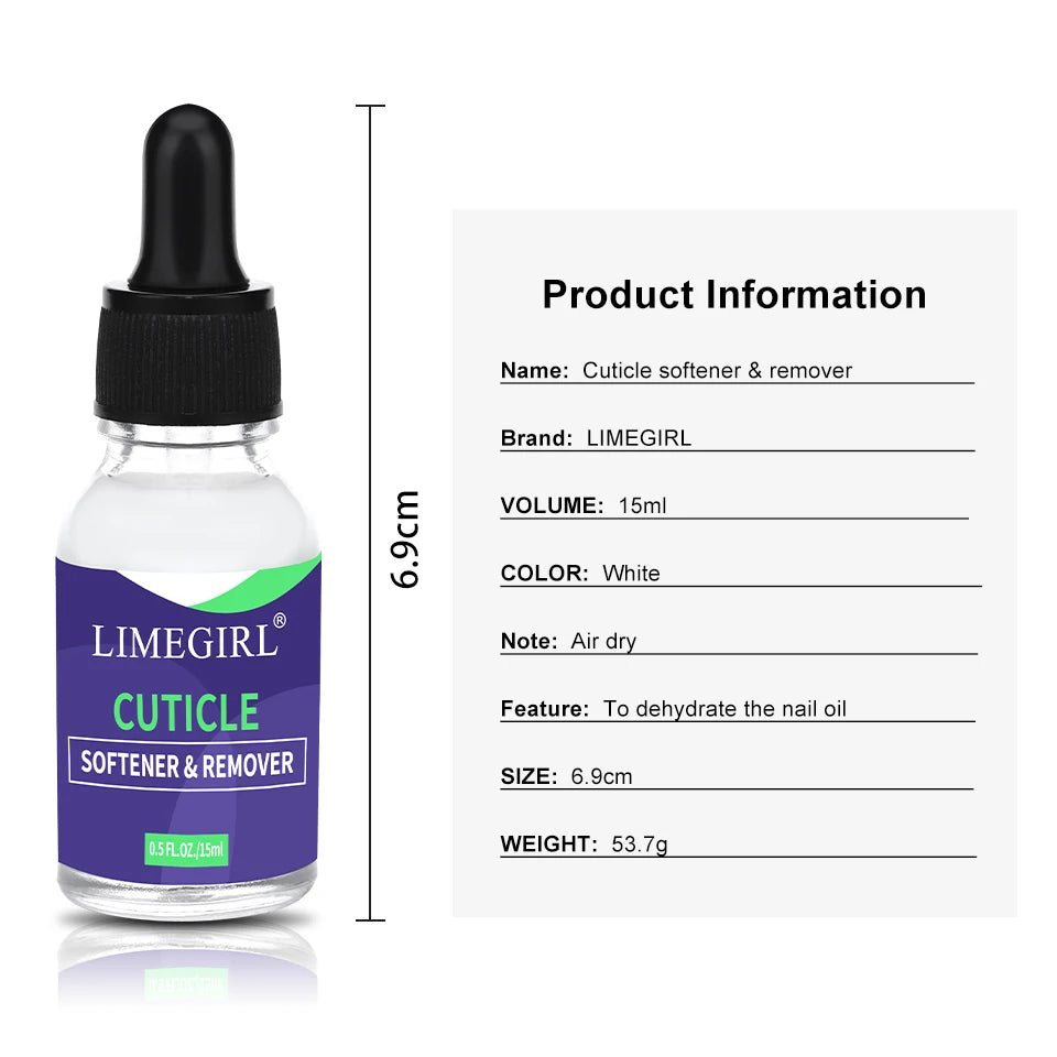 LIMEGIRL 15ml Nail Care Cuticle Regenerating Oil Preventative Nail Polish Softener for Dead Skin Gel Manicure Care Tool