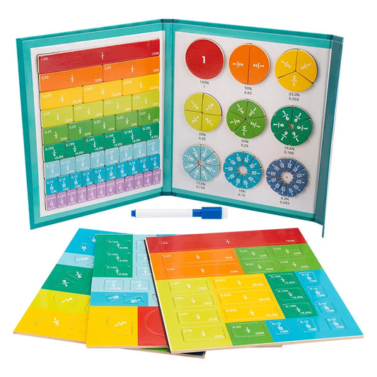 Magnetic Fraction Tiles Division Board - Educational Math Counting Game with Interactive Circles for Youngsters