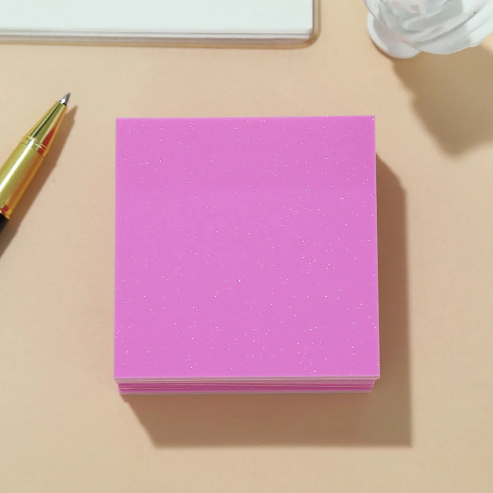 50Sheets Gradient Color Glitter Sticky Notes N times sticker PET Waterproof Memo pad Notepad School Stationery Office Supplies