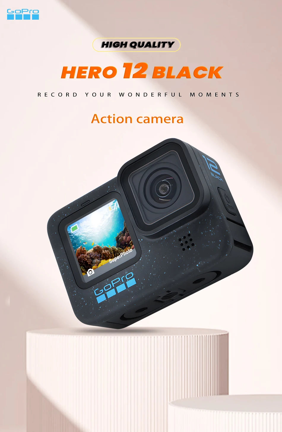 GoPro HERO 12 Black Action Camera HyperSmooth6.0 5.3K60fps Video 27MP Go Pro12 helmet Sport Camera