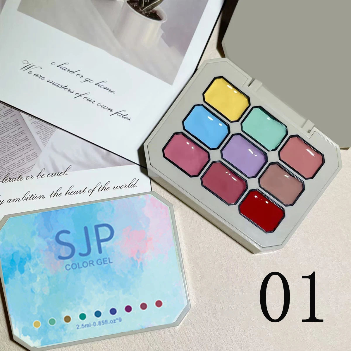 1pc solid color nail polish glue 9-grid color painting glue high saturation thick gradient patting glue nail art creation