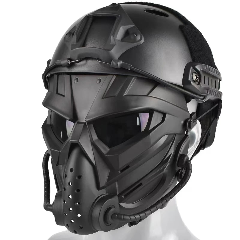 ZLang Tactical Airsoft Helmet With Full Face Mask For Hunting Cos Paintball Shooting Alien Mask and ABS Fast Helmet Protection