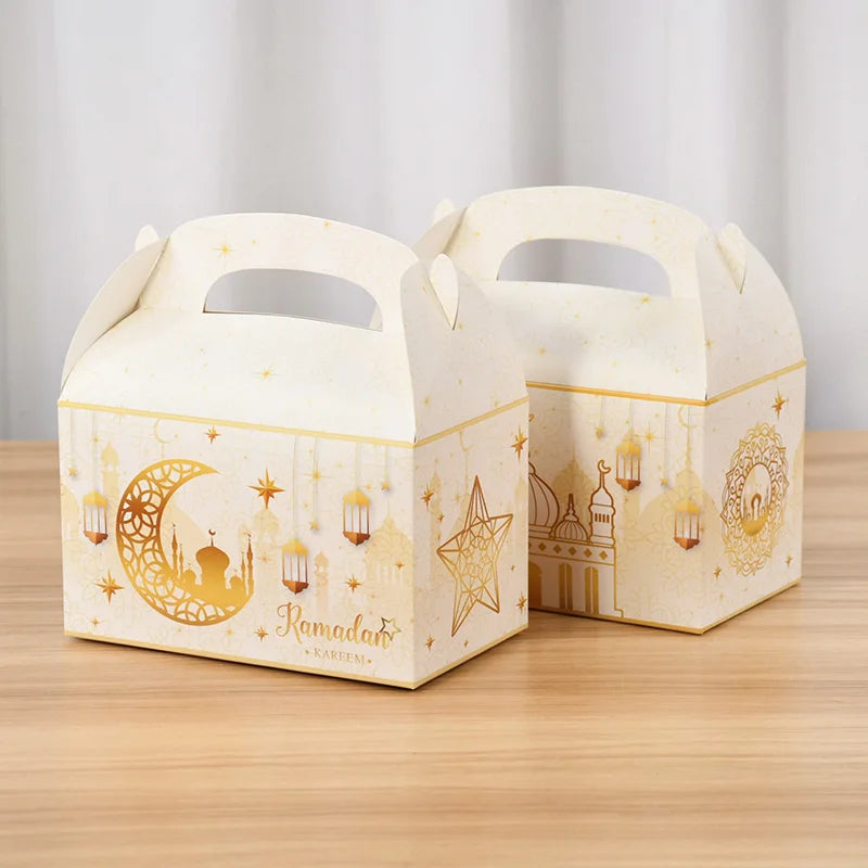 4/20Pcs Ramadan Gift Box 2025 Islamic Muslim Party Biscuit Candy Snack Packaging Boxes Bags EID Mubarak Home Decoration Supplies