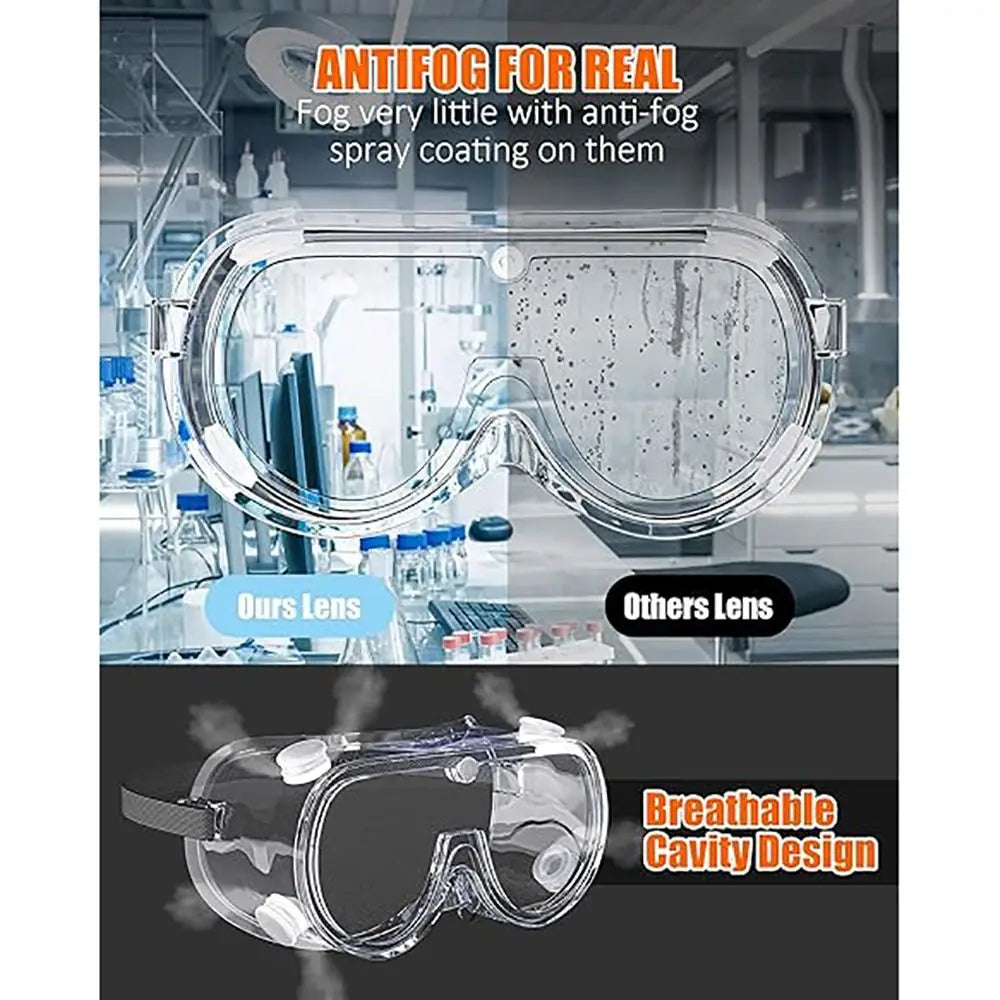 Safety Goggles Goggles Fit Over Eyeglasses Anti-Fog Safety Glasses Clear Lab Goggles Chemistry Protective Eyewear