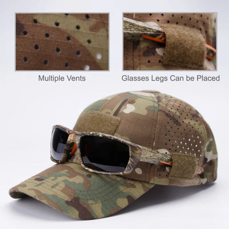 Athletic casual breathable camouflage baseball cap for men, military fan sun hat tactical hat military training hat bucket hat