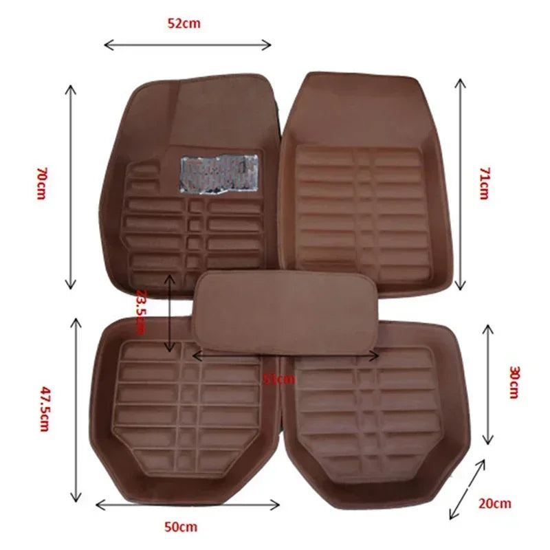 5pcs Premium Easy Clean Waterproof Auto Foot Pad Universal Waterproof PU Leather Durable Car Floor Mats Car Interior Accessorie