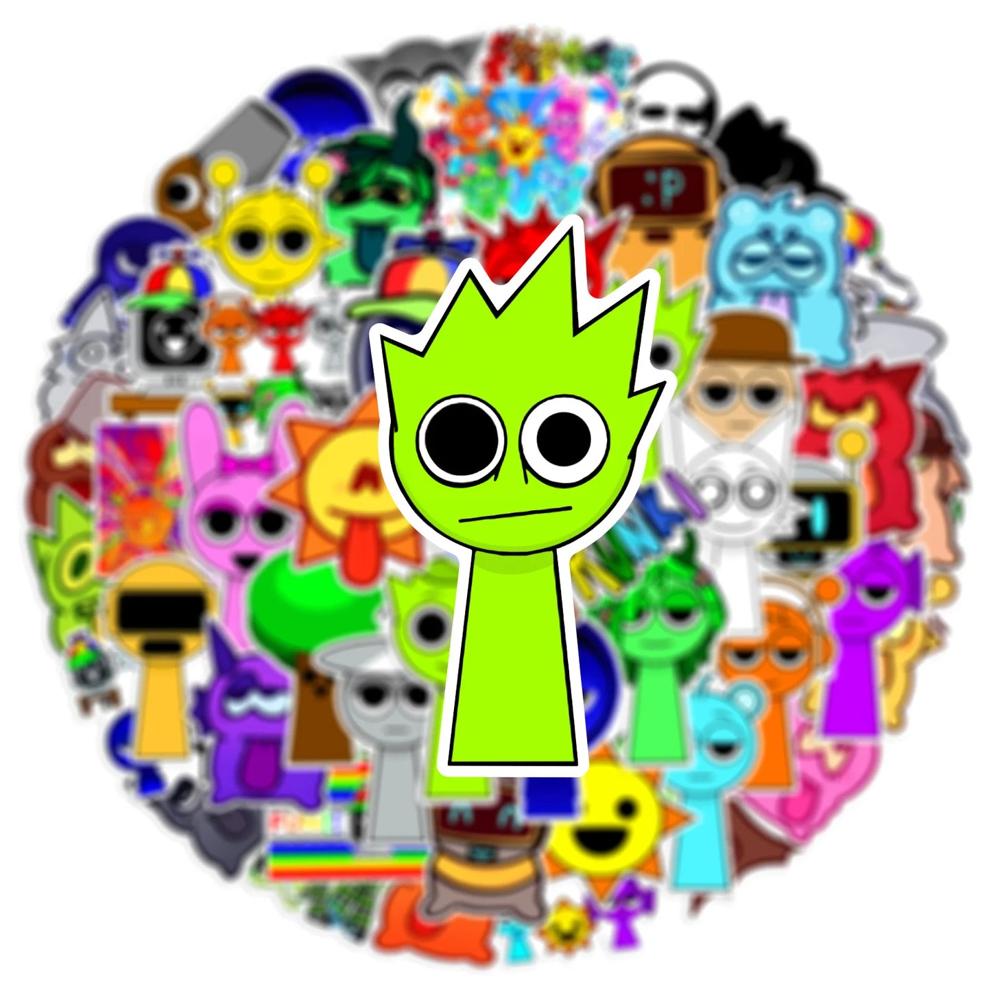 52Pcs Cute Sprunki Stickers Sprunki Incredibox DIY Stickers Scrapbooking Phone Luggage Skateboard Waterproof Decals