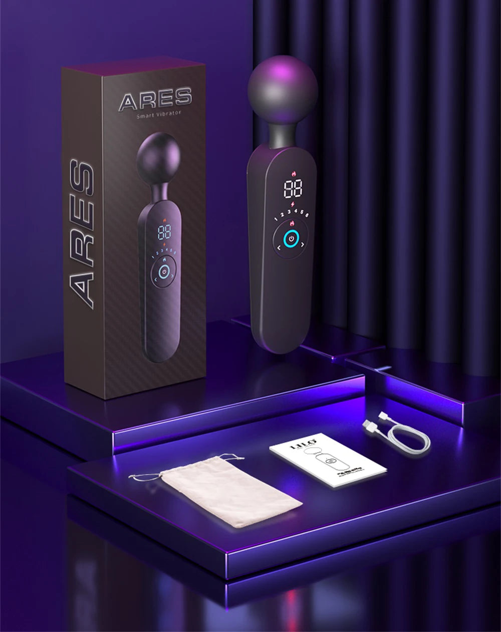 AV Magic Wand Vibrator for Women Clitoris Stimulator Heating Powerful Female Massager Digital Display USB Rechargeable Sex Toy