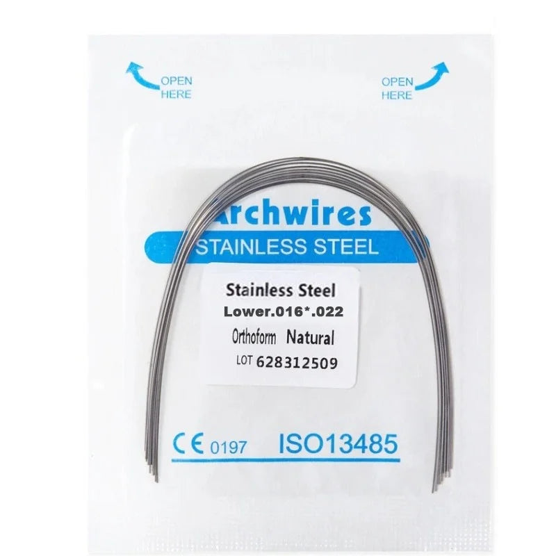 10Pcs/Pack Dental Arch Wires Orthodontic Super Elastic NITI Round Rectangle Archwire Lower/Upper 012/014/016/018/020/16x16/16x22
